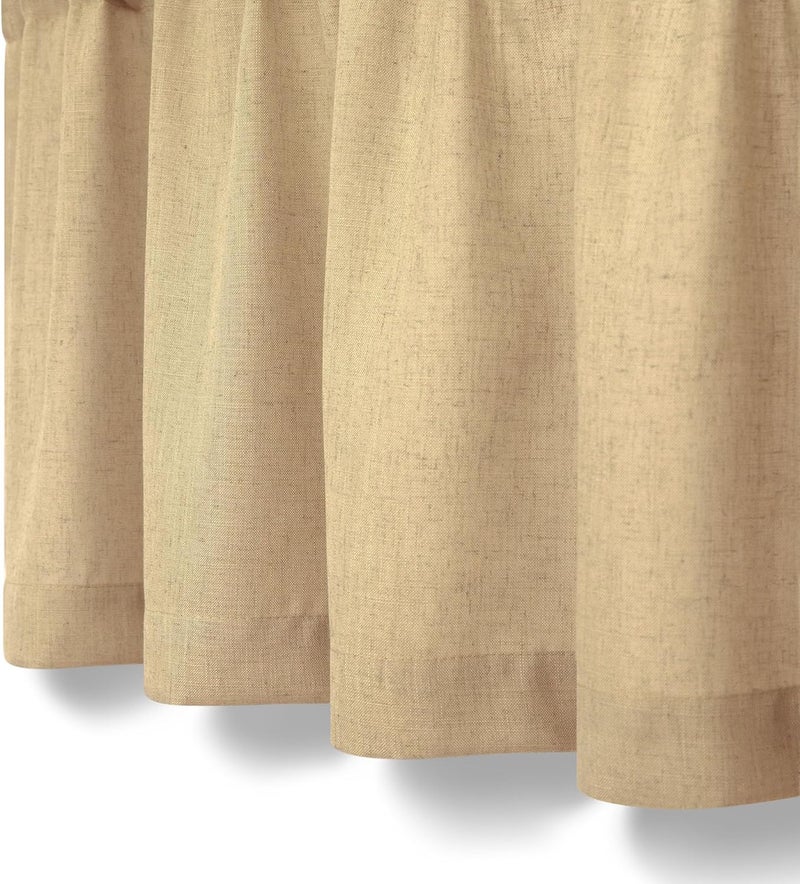 Pitalk Burlap Color Linen Window Valance for Kitchen 3 Inch Rod Pocket Semi Sheer Primitive Rustic Farmhouse Valance Curtain Topper for Bedroom Living Room Dining Bathroom 18 Inch Length Tan Brown - Image 4